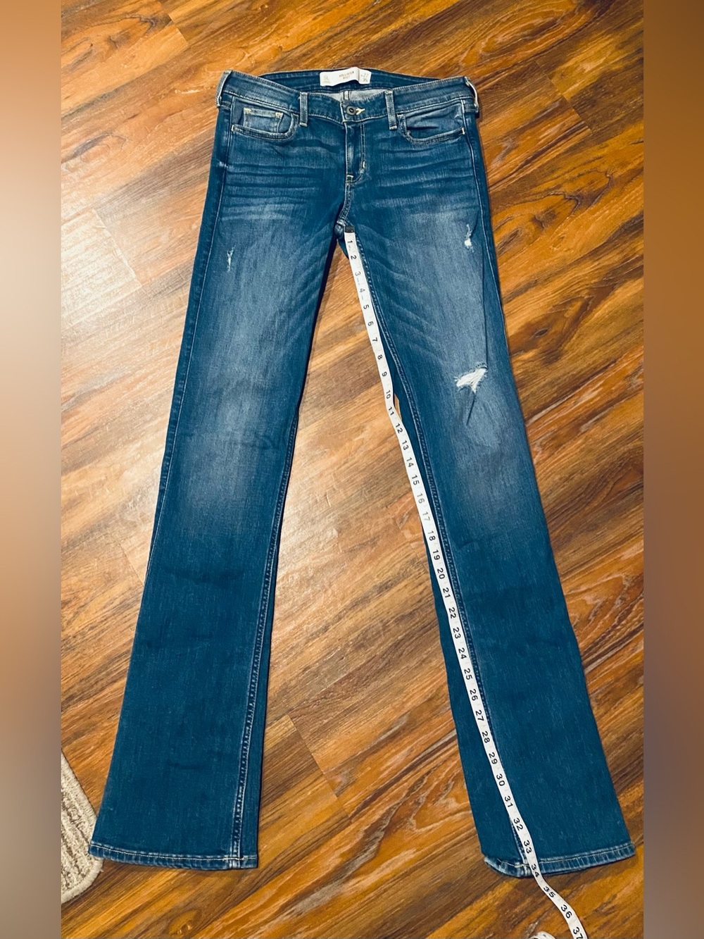 Hollister Dark Blue Flare Jeans with Light Distressing